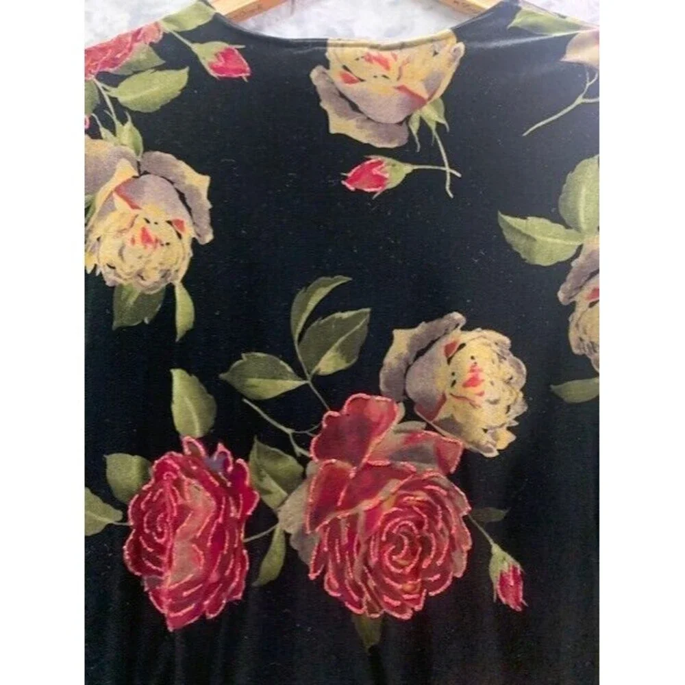 Sweetheart Jeffrey‎ & Dara  Velvet Burnout Red Rose Jacket Size 18W wearable Art